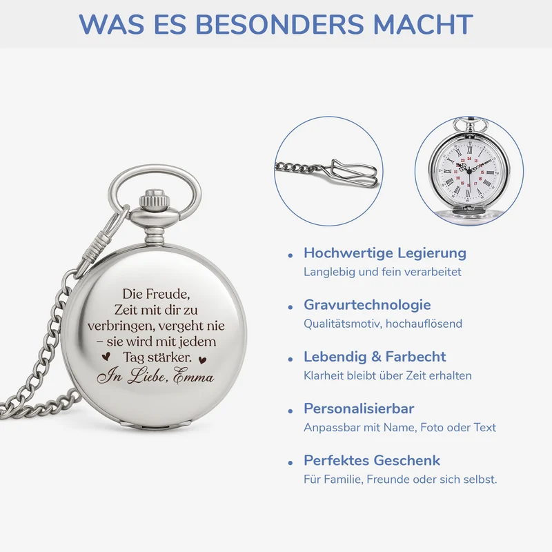 Die Freude Mit Dir Wird Täglich Stärker - Personalisiertes Geschenk | Taschenuhr Paar