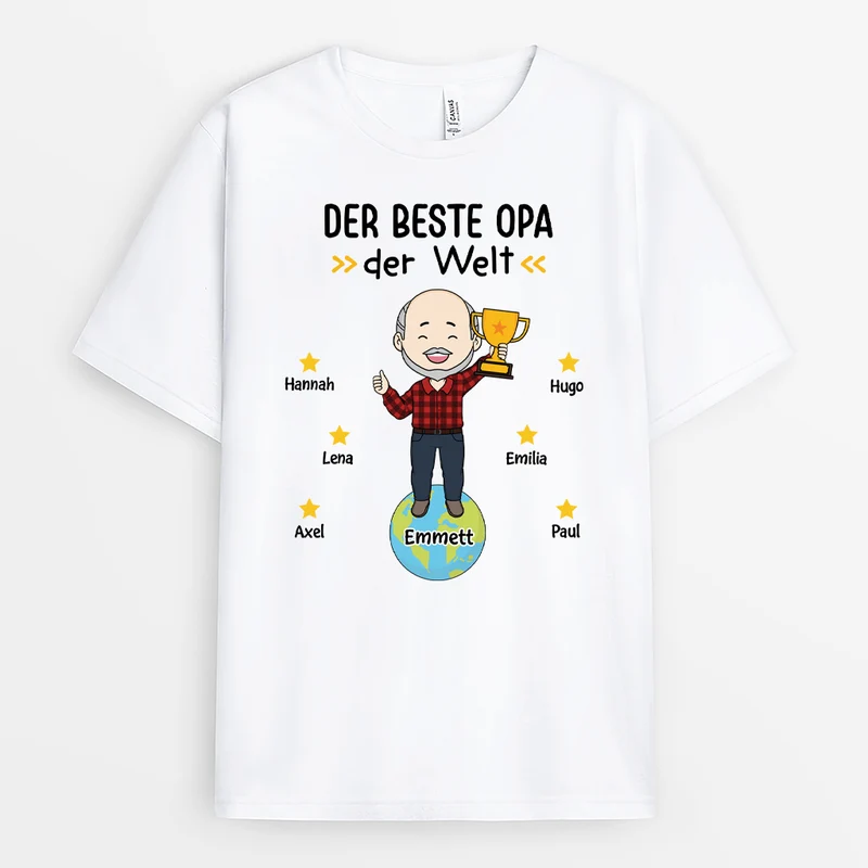 Der Beste Opa Der Welt - Personalisiertes Geschenk | T-Shirt Opa Papa Champion