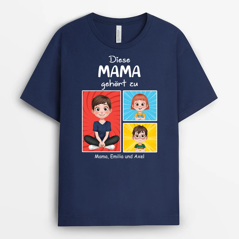 Diese Mama Gehört Zu - Personalisiertes Geschenk | Mama T-Shirt Cartoon