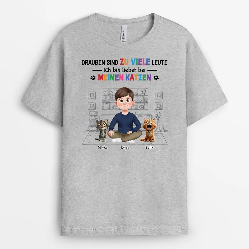 Ich Bin Lieber Bei Meinen Katzen Stehend - Personalisiertes Geschenk | Katze T-Shirts