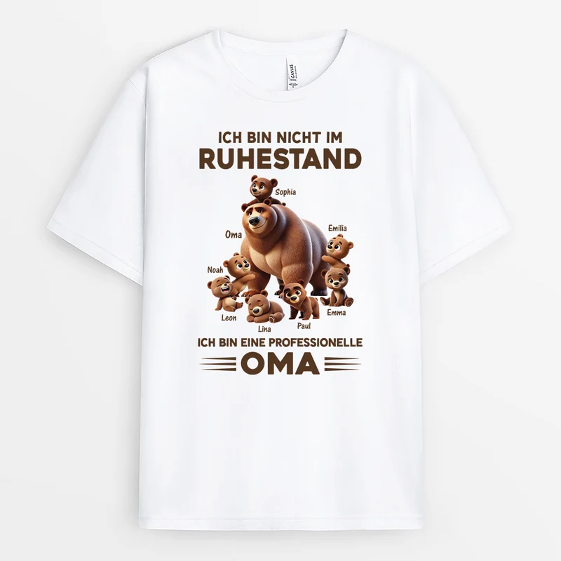 Ich Bin Professionelle Oma Bär Cartoon - Personalisiertes Geschenk | Oma T Shirt weiss