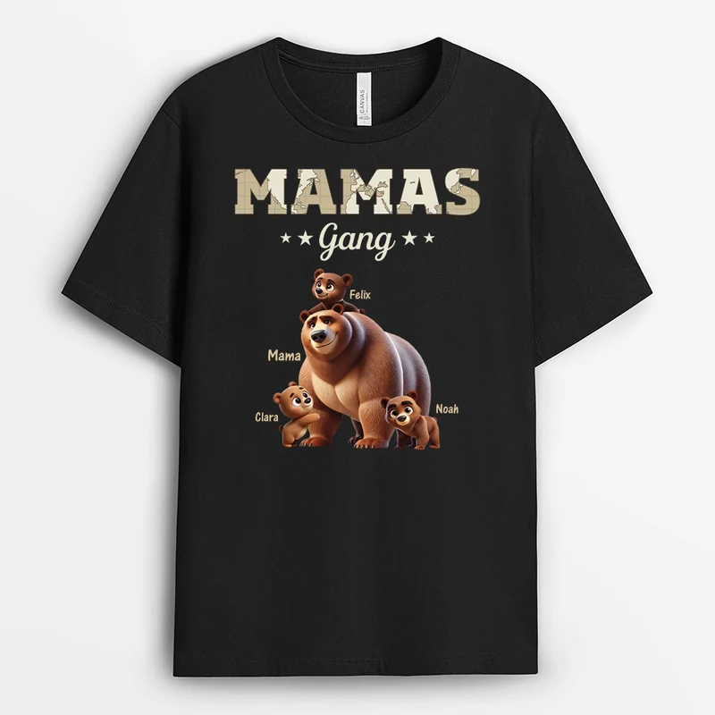 Mamas Gang Bär Cartoon Weltkarte - Personalisiertes Geschenk | Mama T-Shirt
