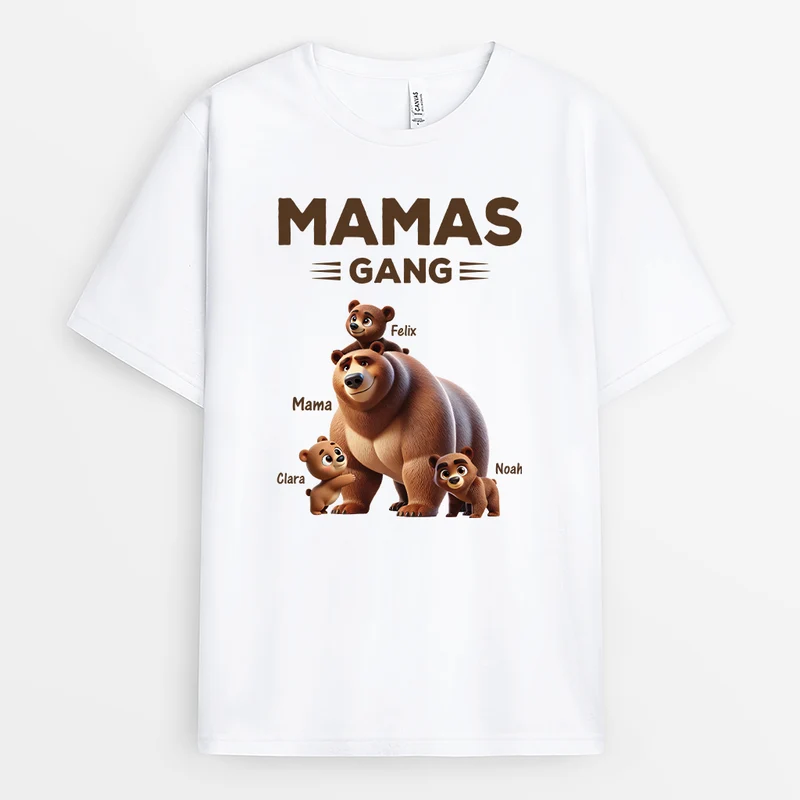 Omas Gang Bär Cartoon - Personalisiertes Geschenk | Oma T Shirt weiss