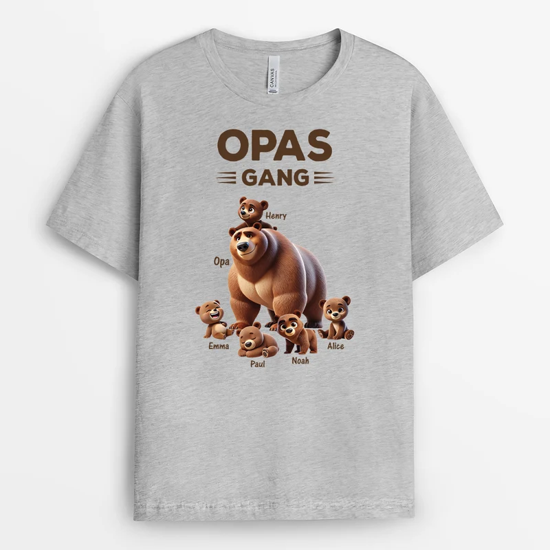 Omas Gang Bär Cartoon - Personalisiertes Geschenk | Oma T Shirt weiss
