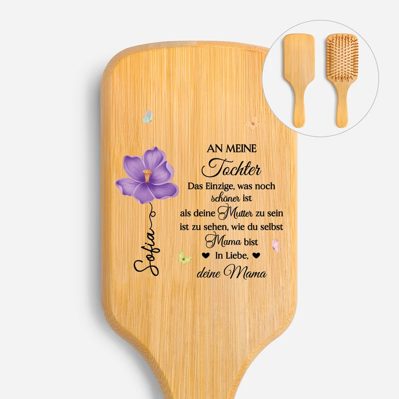 Vergiss Niemals Wie Sehr Ich Dich Liebe - Personalisiertes Geschenk | UV Druck Bambus Haarbürste Tochter Schwester Freundin