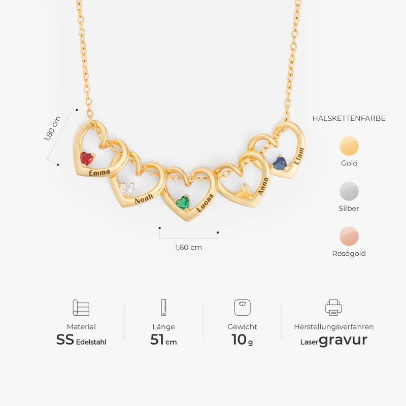 Herz Mit Geburtstein - Personalisierte Geschenke Für Frauen Und Männer | Kette Name