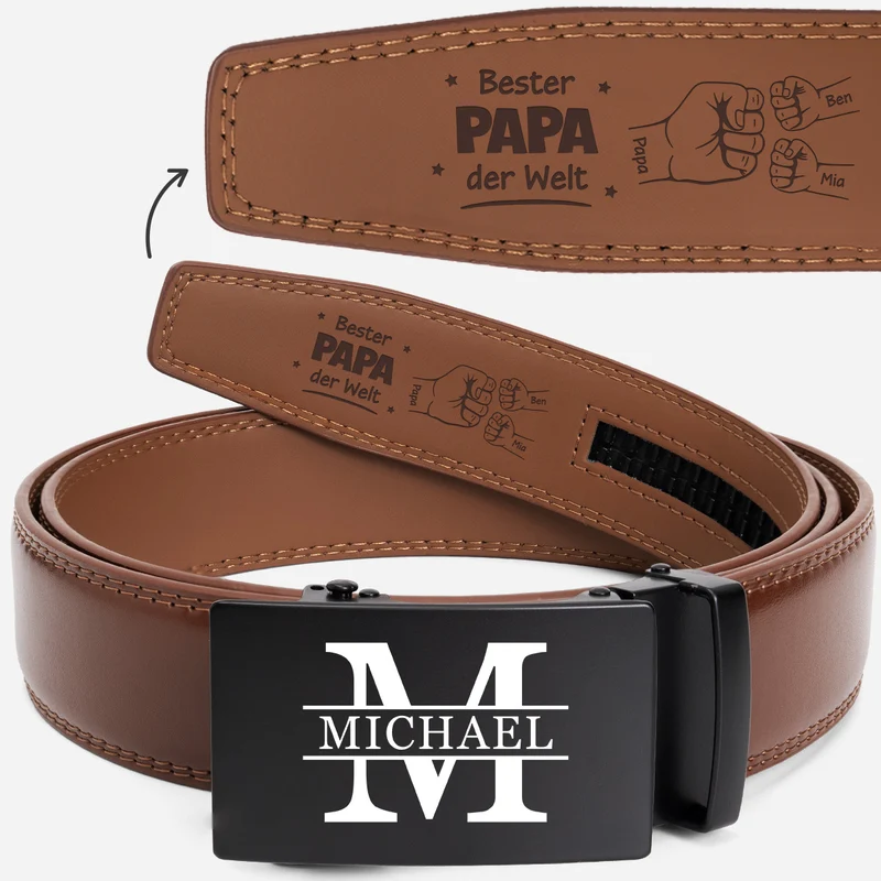 Bester Papa Der Welt - Personalisiertes Geschenk | Ledergürtel Papa Opa