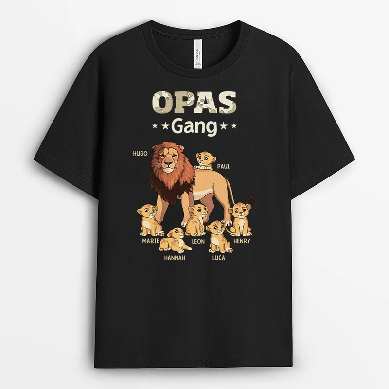 Papas/Opas Bande Löwe - Personalisiertes Geschenk | T-shirt für Opas/Papas