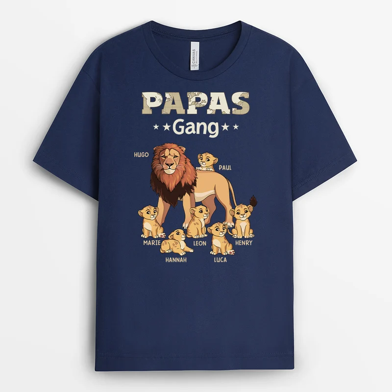 Papas/Opas Bande Löwe - Personalisiertes Geschenk | T-shirt für Opas/Papas