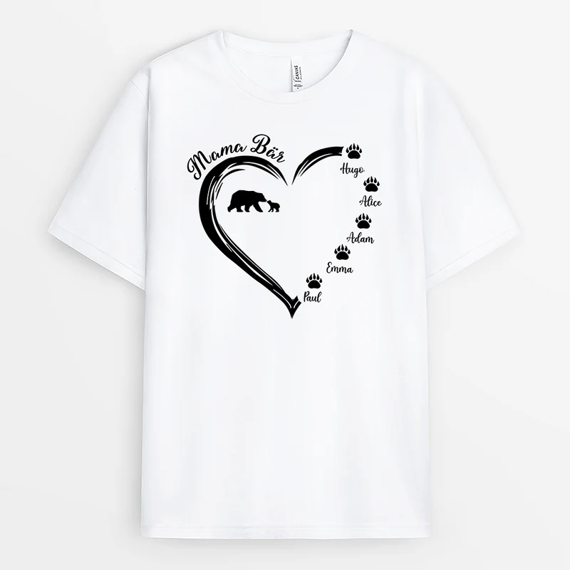 Mama Bär Herz - Personalisiertes Geschenk | T-shirt für Mamas