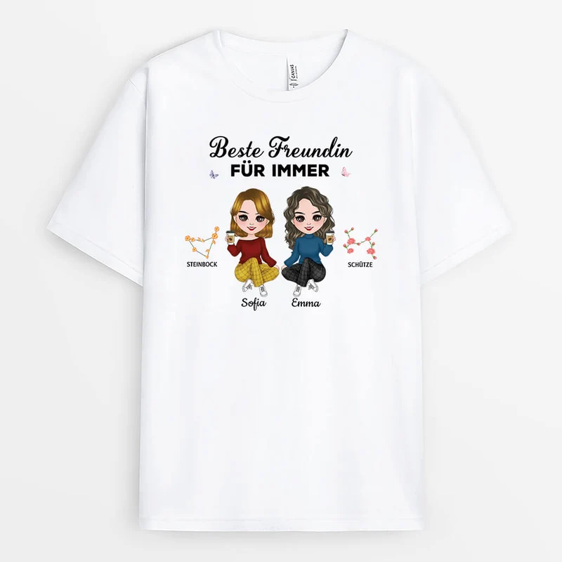 Beste Freundinnen Für Immer Oder Schwestern Für Immer - Perrsonalisiertes Geschenk | T-Shirt für Schwestern oder beste Freundinnen