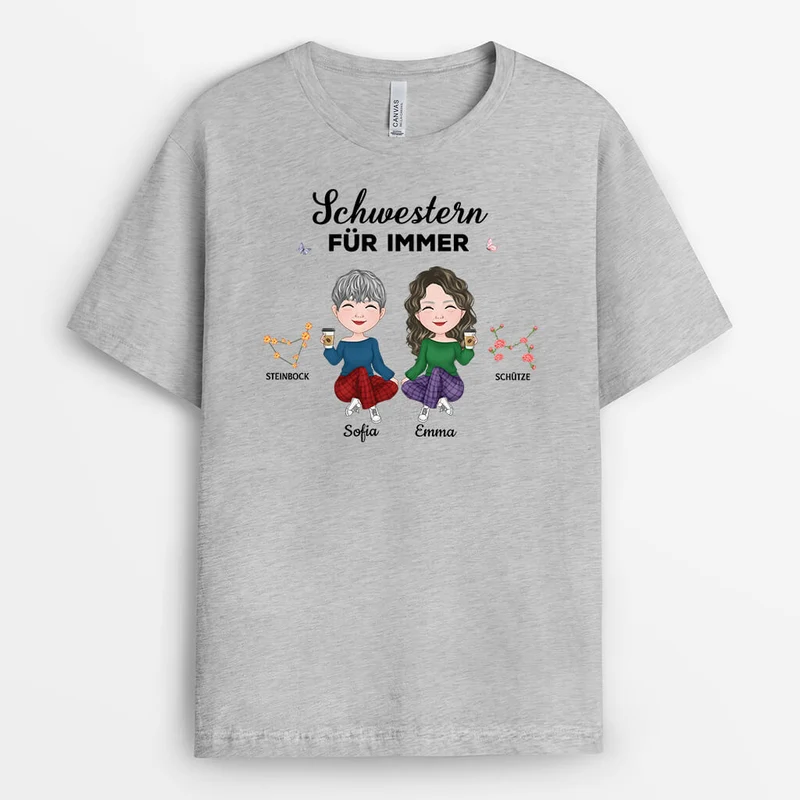 Beste Freundinnen Für Immer Oder Schwestern Für Immer - Perrsonalisiertes Geschenk | T-Shirt für Schwestern oder beste Freundinnen