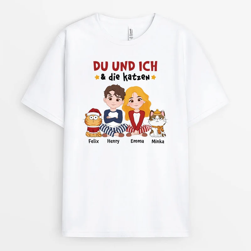 Du & Ich Und Die Katzen - Personalisiertes Geschenk | T-Shirt für Katzenliebhaber
