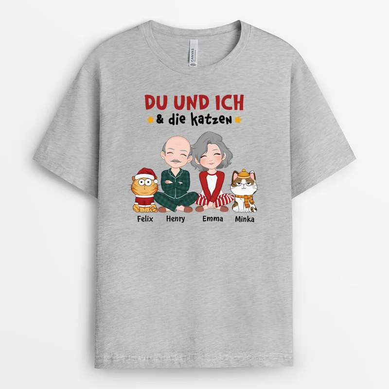 Du & Ich Und Die Katzen - Personalisiertes Geschenk | T-Shirt für Katzenliebhaber