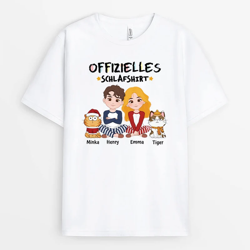Offizielles Schlafshirt - Personalisiertes Geschenk | T-Shirt für Katzenliebhaber Und Paare