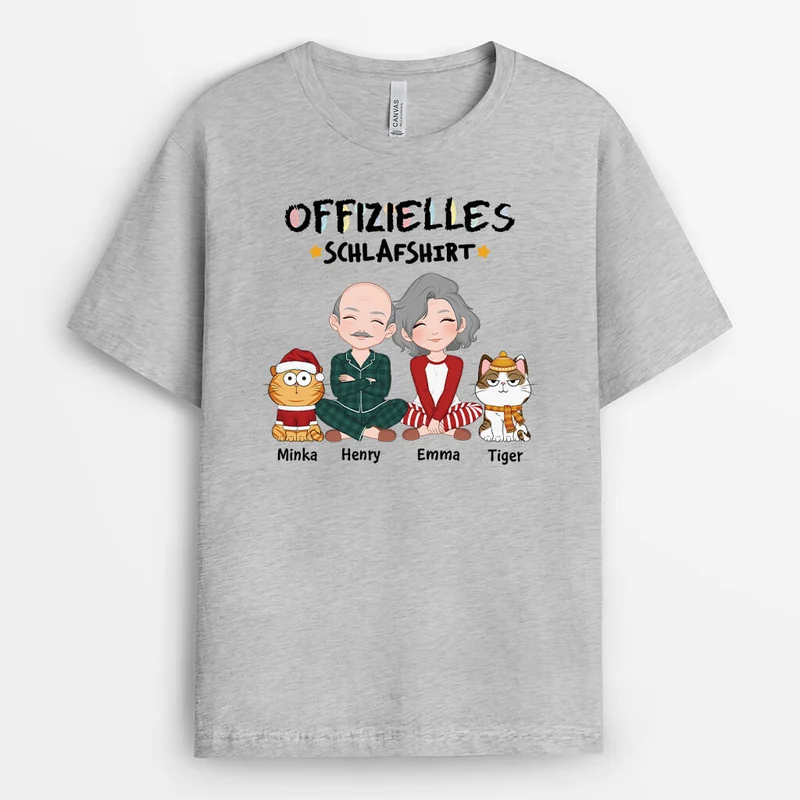 Offizielles Schlafshirt - Personalisiertes Geschenk | T-Shirt für Katzenliebhaber Und Paare