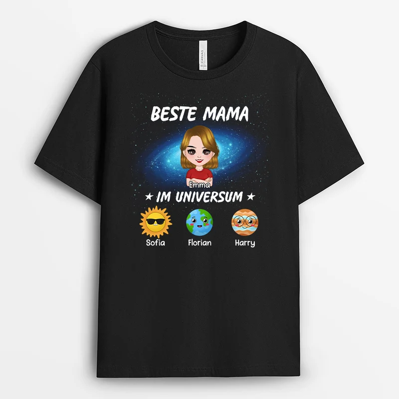 Beste Mama Im Universum - Personalisiertes Geschenk | T-Shirt für Omas/Mamas