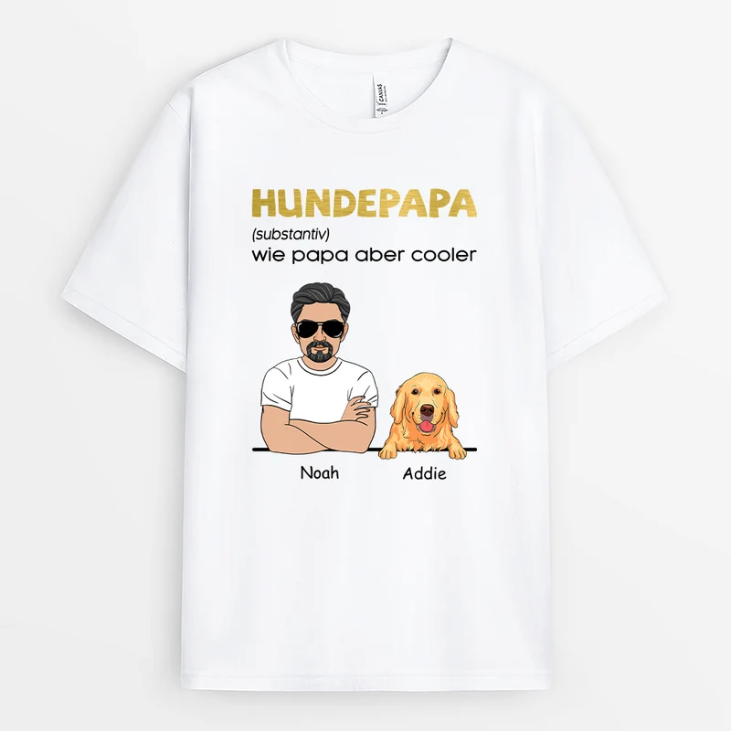 Definition Hundepapa - Personalisiertes Geschenk | Weißes T shirt Hund