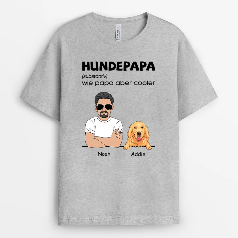 Definition Hundepapa - Personalisiertes Geschenk | Weißes T shirt Hund