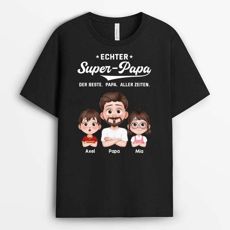 Echter Super-Papa - Personalisiertes Geschenk | T Shirt Papa