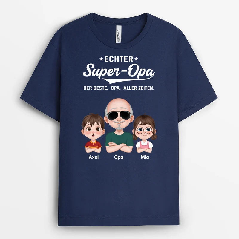 Echter Super-Papa - Personalisiertes Geschenk | T Shirt Papa