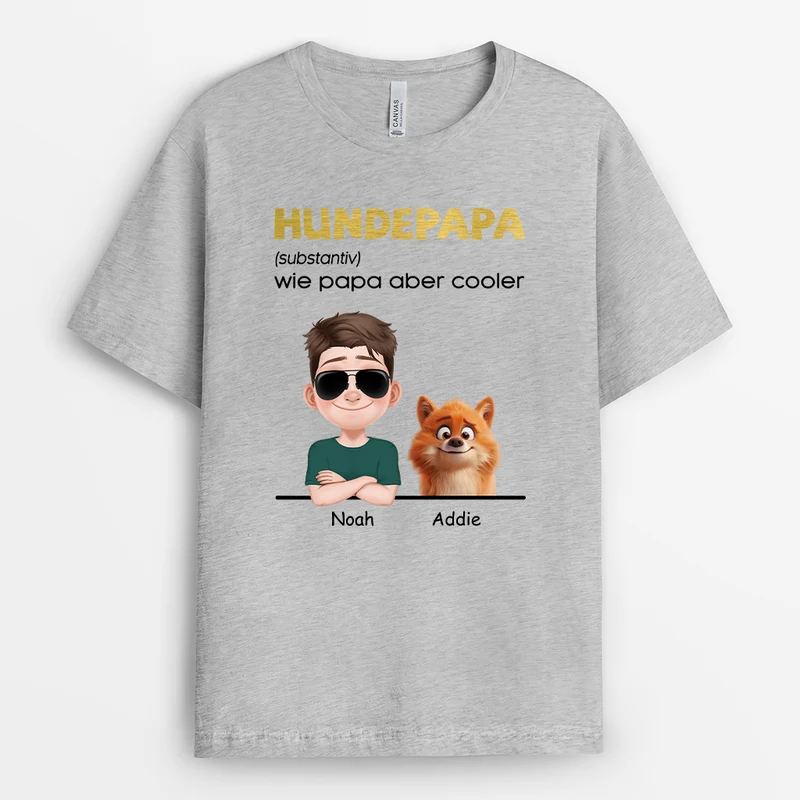 Definition Hundepapa Cartoon - Personalisiertes Geschenk | Weißes T shirt Hund