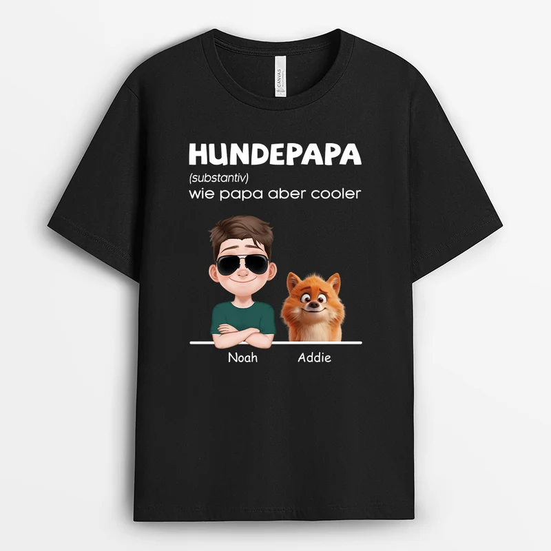 Definition Hundepapa Cartoon - Personalisiertes Geschenk | Schwarzes T shirt Hund
