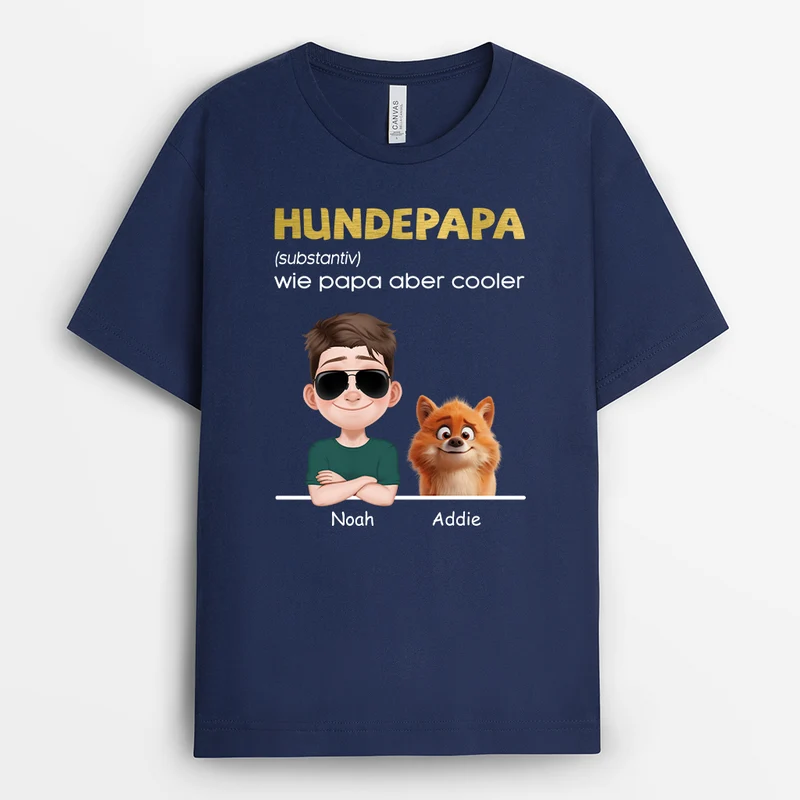 Definition Hundepapa Cartoon - Personalisiertes Geschenk | Schwarzes T shirt Hund