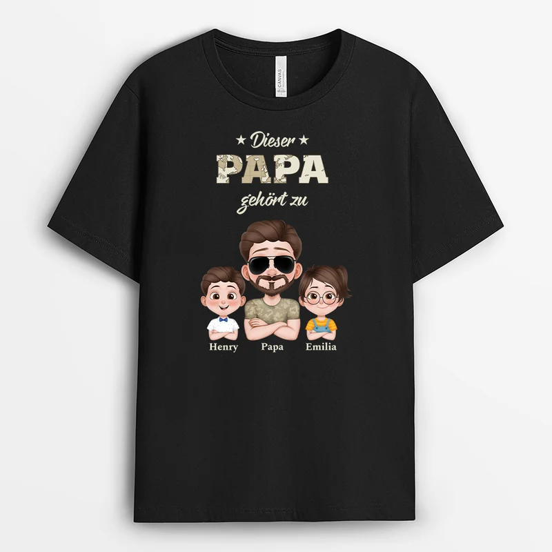 Dieser Papa Gehört Zu Armeemuster - Personalisiertes Geschenk | T Shirt Papa