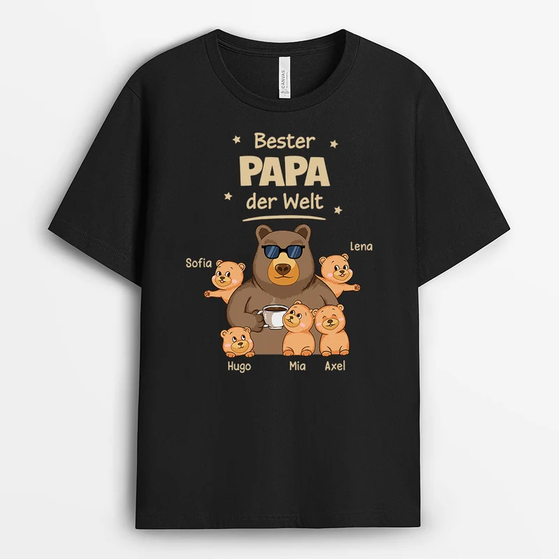 Bester Papa Der Welt Bär - Personalisiertes Geschenk | T Shirt Papa
