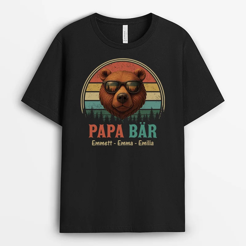 Papa Bär Vintage - Personalisiertes Geschenk | Cooles T Shirt Papa