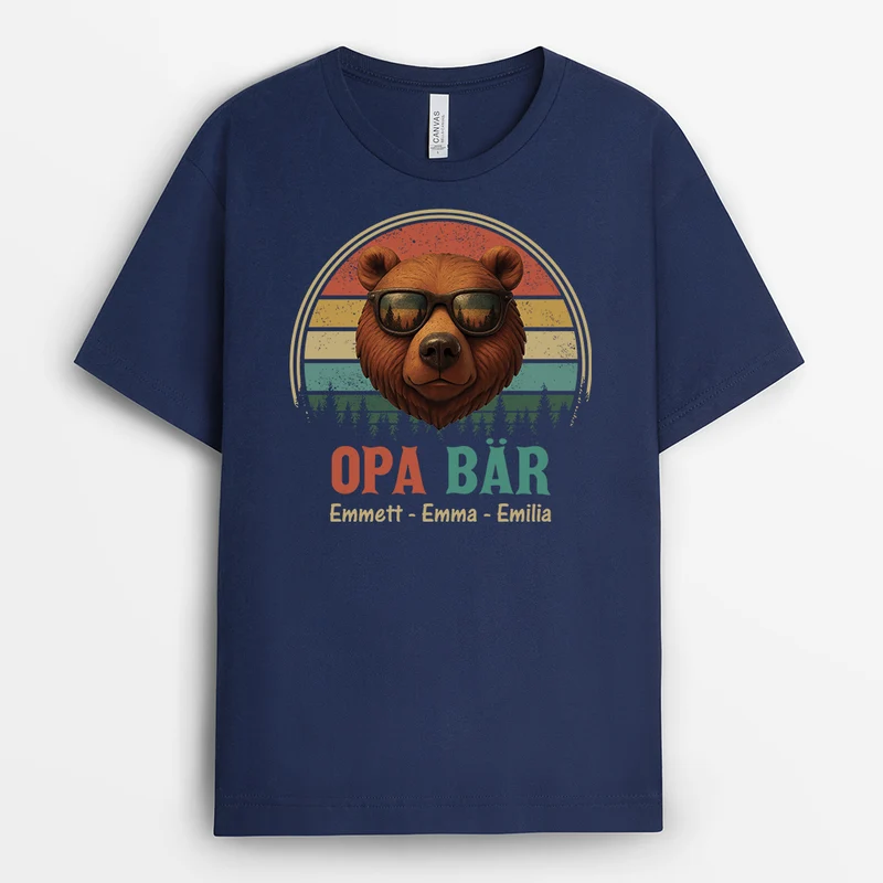 Papa Bär Vintage - Personalisiertes Geschenk | Cooles T Shirt Papa
