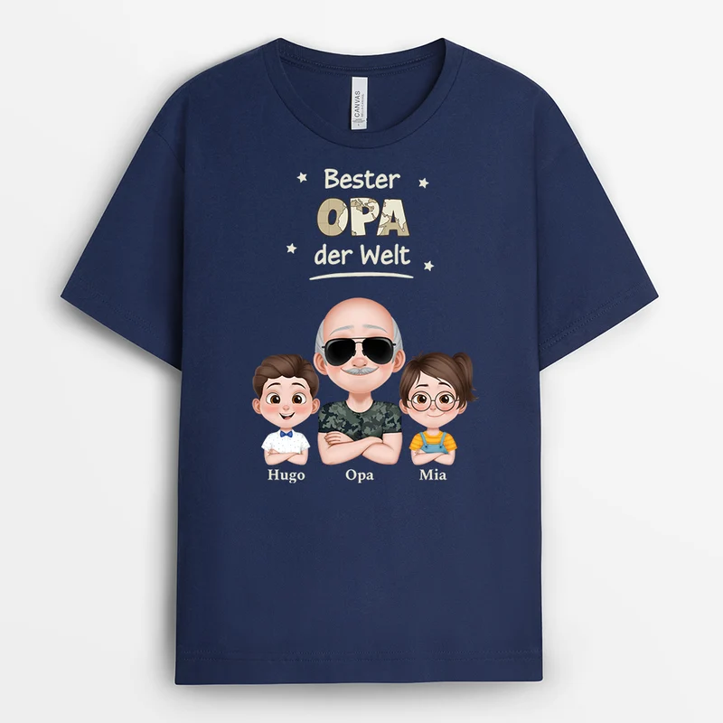 Bester Papa Der Welt Weltkarte Armeemuster - Personalisiertes Geschenk | T Shirt Papa