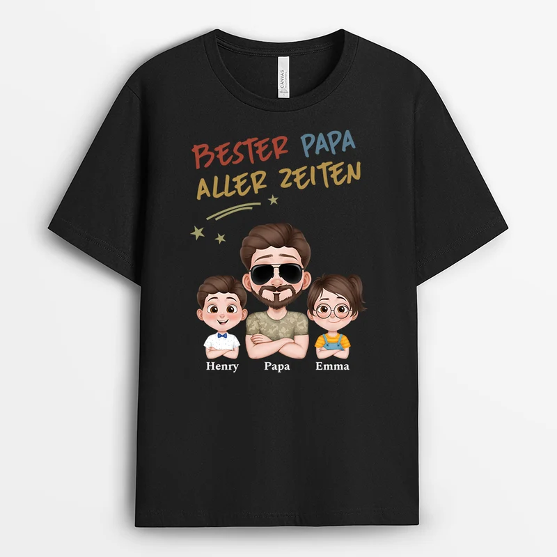 Bester Papa Aller Zeiten Kinder Armeemuster - Personalisiertes Geschenk | T Shirt Papa