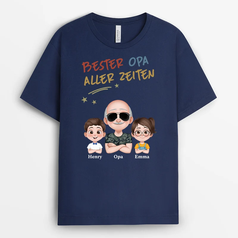 Bester Papa Aller Zeiten Kinder Armeemuster - Personalisiertes Geschenk | T Shirt Papa