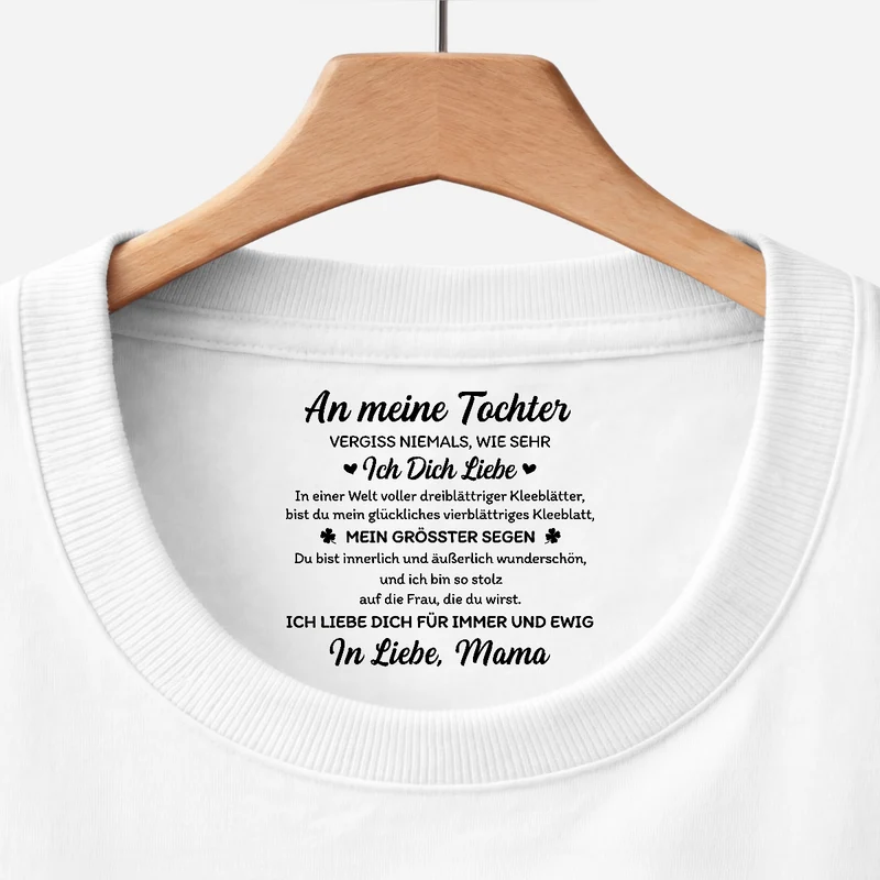 Du Bist Mein Glückliches Vierblättriges Kleeblatt - Personalisiertes Geschenk | Weißes T Shirt Nackenlabel Drucken Sohn Tochter Männer Frauen