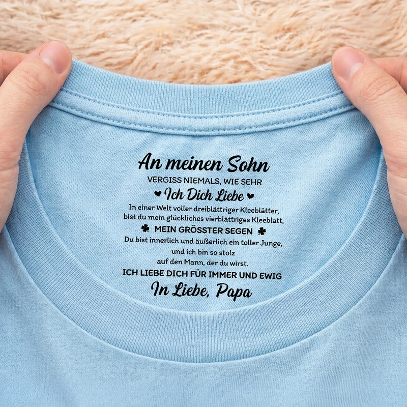 Du Bist Mein Glückliches Vierblättriges Kleeblatt - Personalisiertes Geschenk | Weißes T Shirt Nackenlabel Drucken Sohn Tochter Männer Frauen