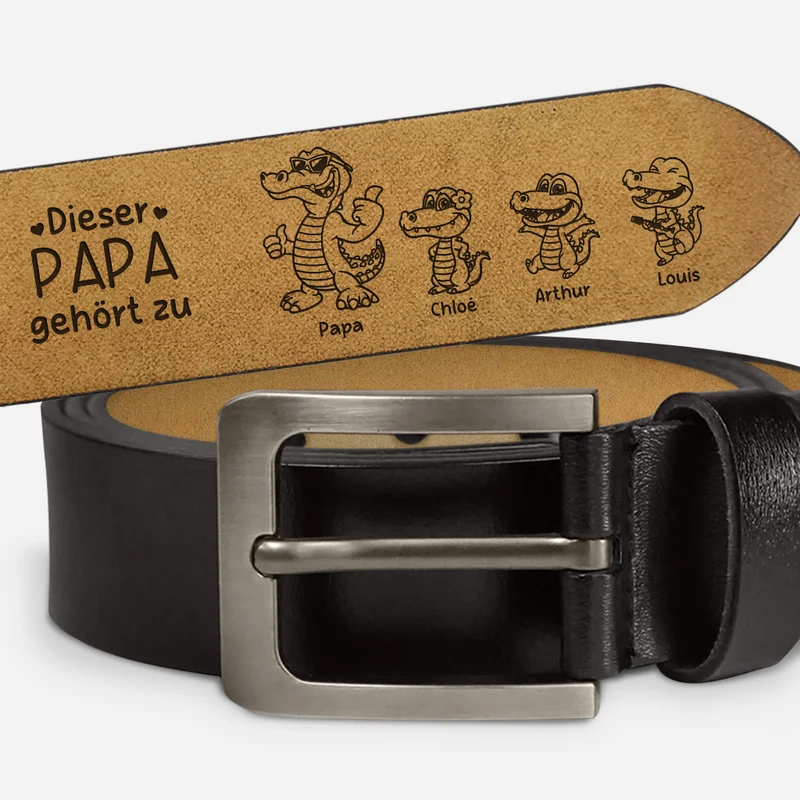 Dieser Opa Gehört Zu - Personalisiertes Geschenk | Gürtel Opa/Papa Krokodile