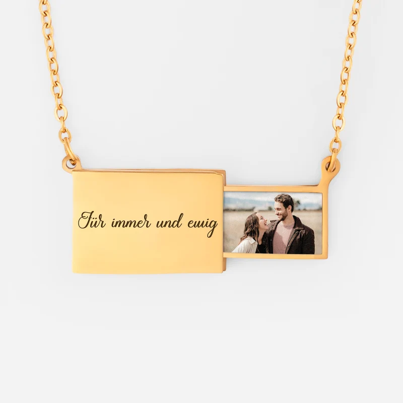 Für Immer Und Ewig Briefumschlag Kette - Personalisierte Paar Geschenke | Kette Mit Bild