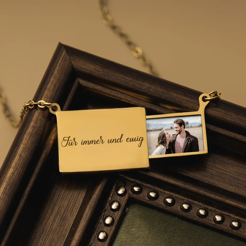 Für Immer Und Ewig Briefumschlag Kette - Personalisierte Paar Geschenke | Kette Mit Bild