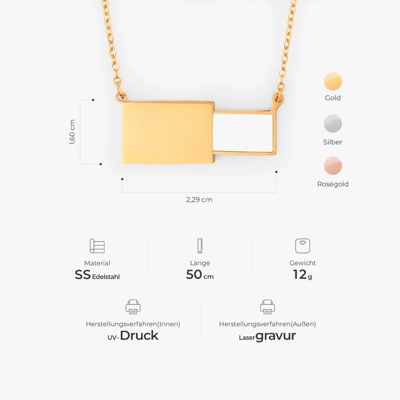 Für Immer Und Ewig Briefumschlag Kette - Personalisierte Paar Geschenke | Kette Mit Bild