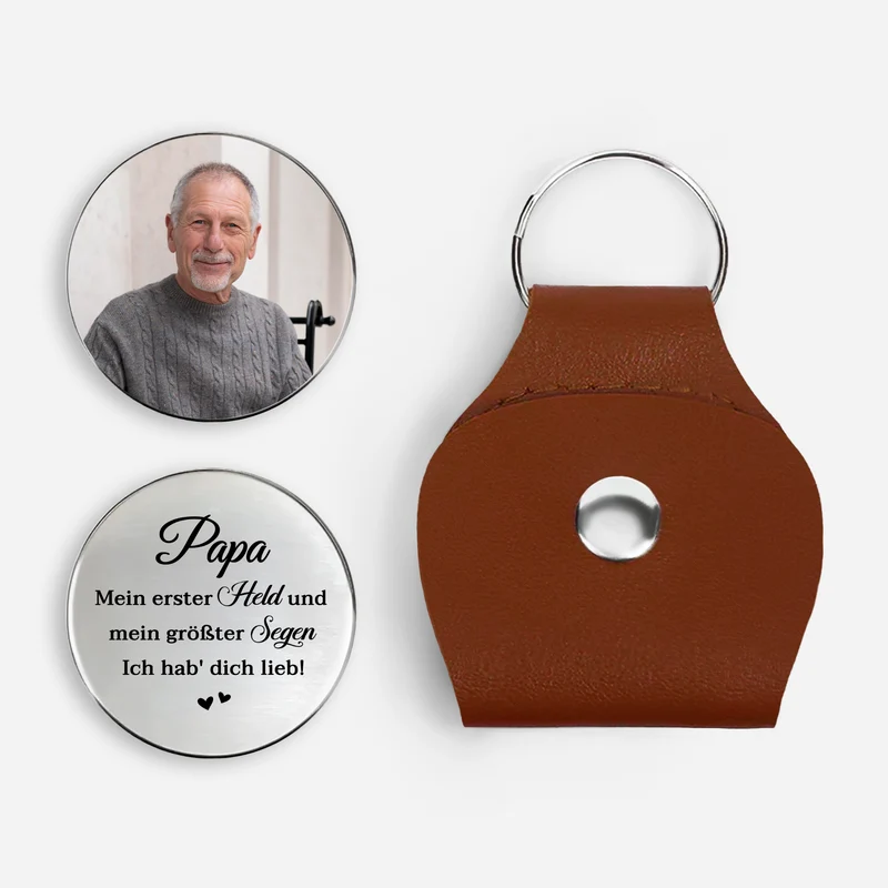 Mein Erster Held Und Mein Größter Segen - Personalisierte Geschenke Foto | Pocket Hug Schlüsselanhänger Papa Opa