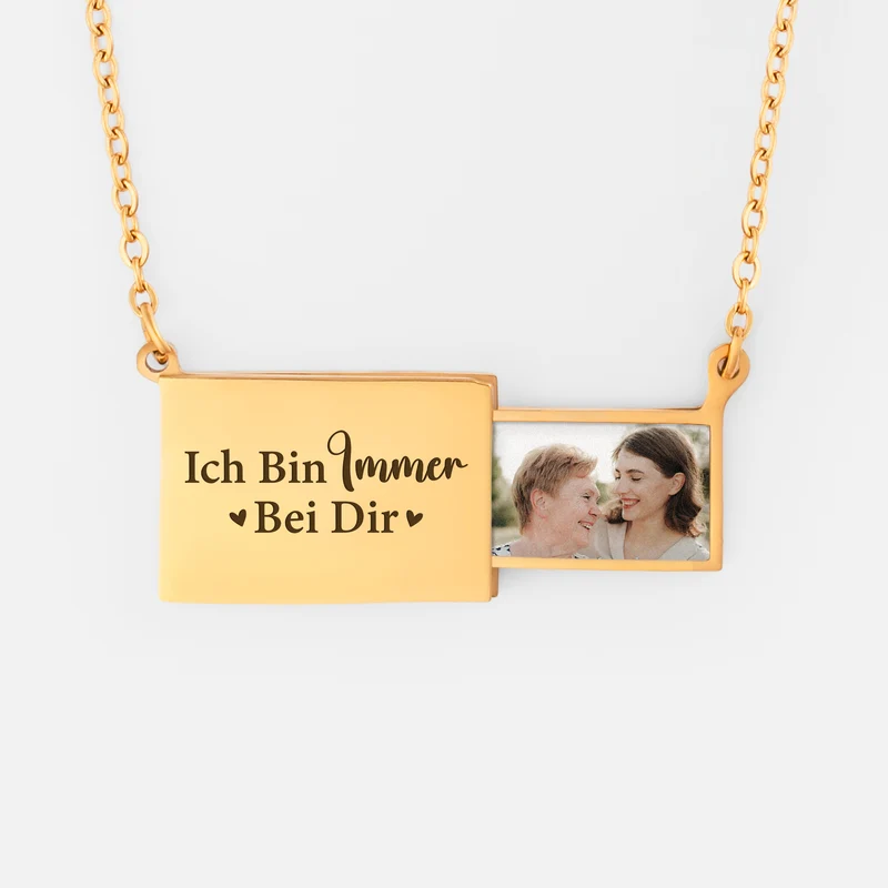 Ich Bin Immer Bei Dir Briefumschlag Kette - Personalisierte Trauergeschenke | Kette Mama Oma Foto