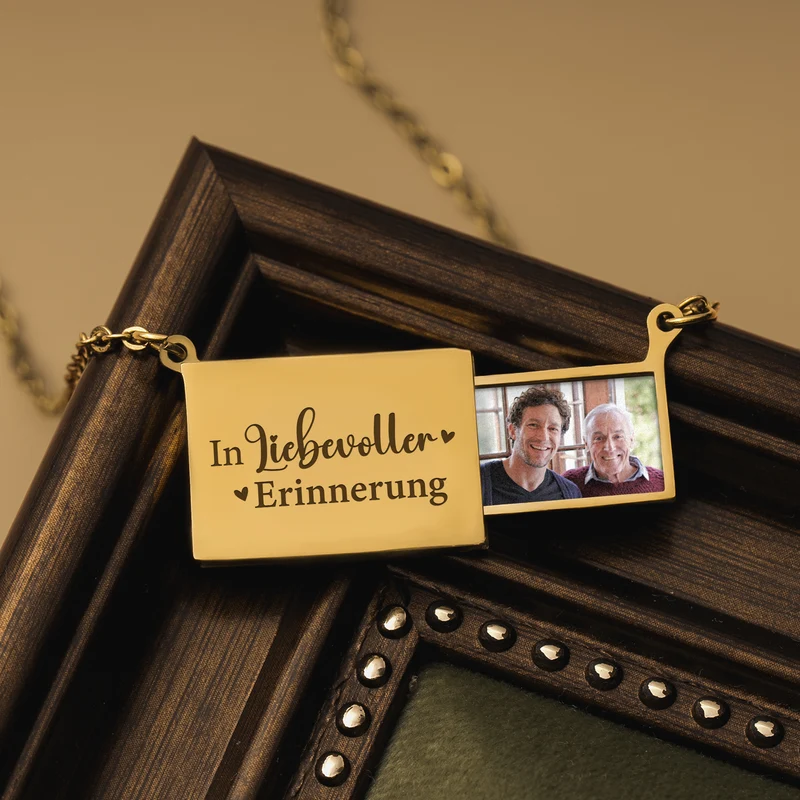 Ich Bin Immer Bei Dir Briefumschlag Kette - Personalisierte Trauergeschenke | Kette Mama Oma Foto
