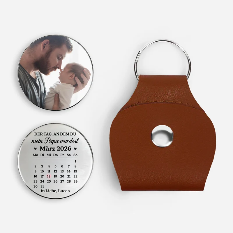 Der Tag An Dem Du Mein Papa Wurdest - Personalisierte Geschenke Foto | Pocket Hug Schlüsselanhänger Papa Mama