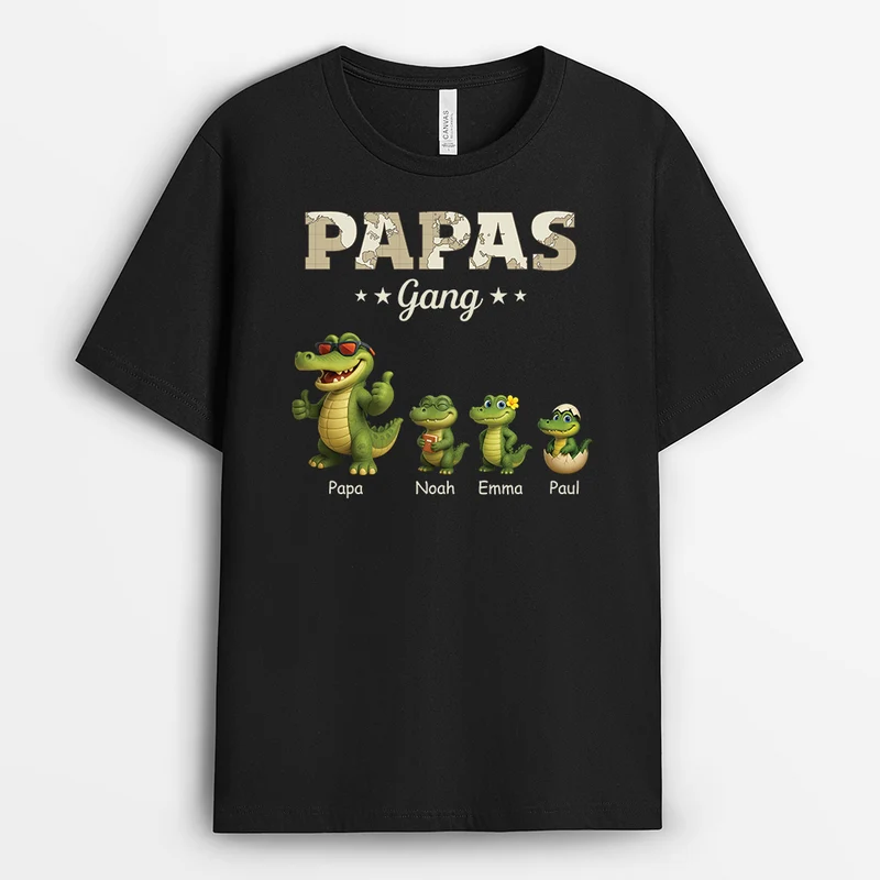 Papas Gang Krokodile Weltkarte - Personalisiertes Geschenk | T Shirt Papa