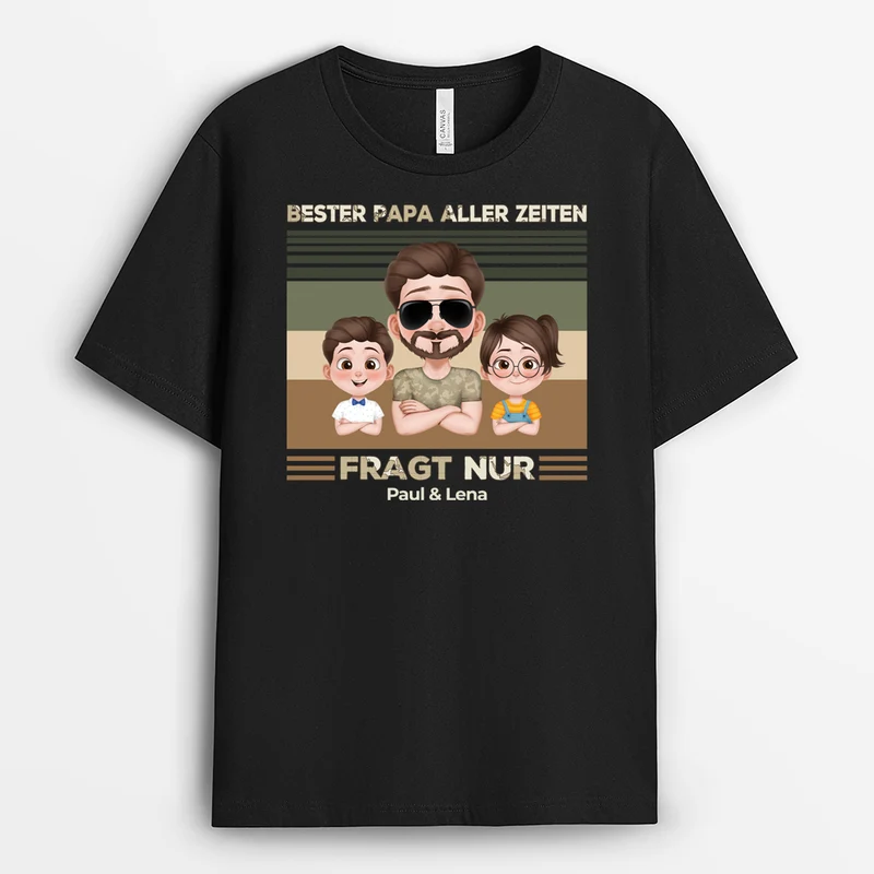 Bester Papa Aller Zeiten Armeemuster - Personalisiertes Geschenk | T Shirt Papa