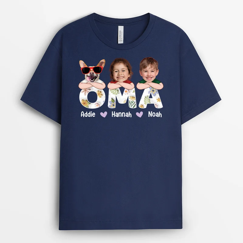 Kinder Mit Haustiere - Personalisiertes Geschenk | Mama T-Shirt mit Gesicht