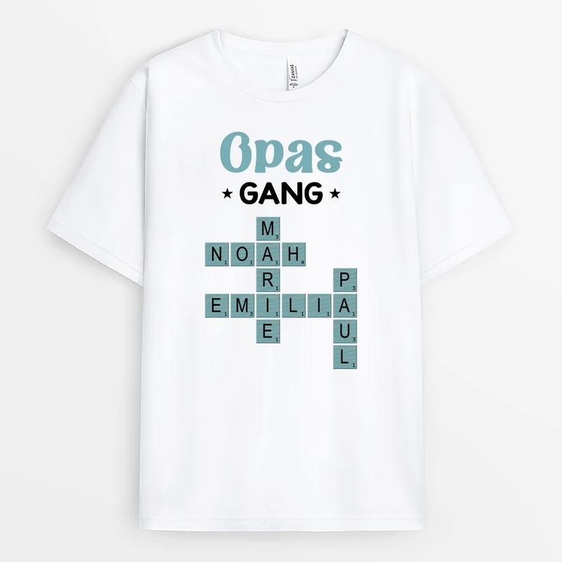 Opas/Papas Gang Kreuzworträtsel - Personalisiertes Geschenk | Weiße T shirts Herren