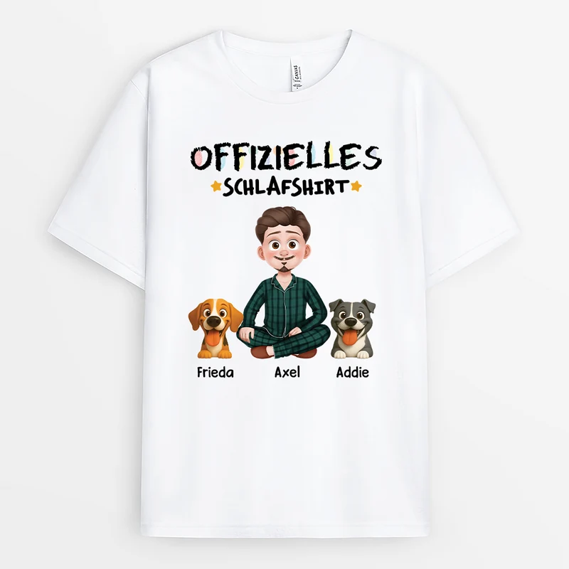 Offizielles Schlafshirt Hund Buntstifte Cartoon - Personalisierte Geschenke Für Hundebesitzer | T Shirt